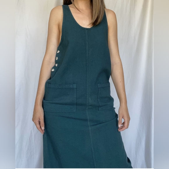 AMY K SU* side button closure tencel double front pocket jumper vintage 90's - Picture 10 of 11